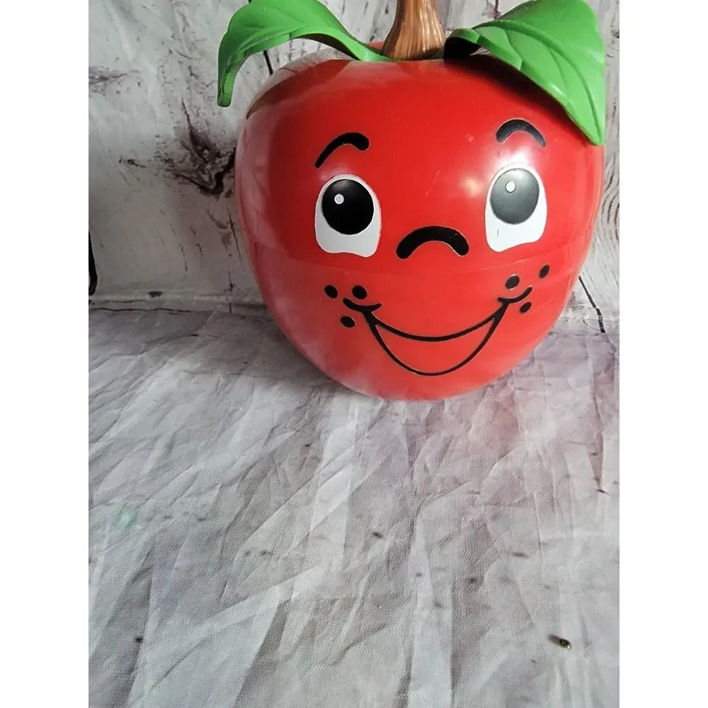 1972 Fisher Price Happy Apple Vintage Toy Long Curly Stem Working Chime Noise